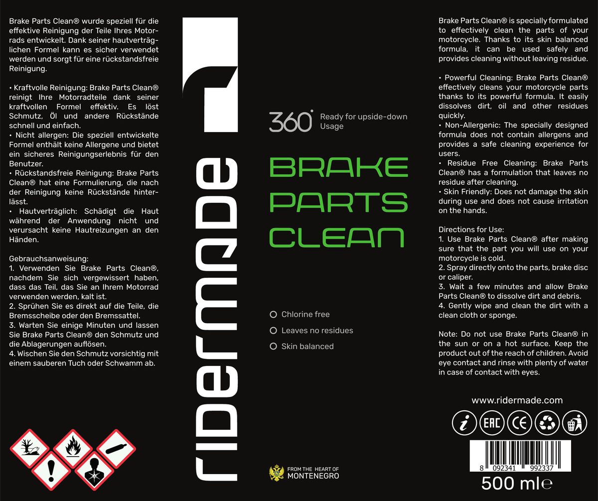 Label design by Batuhan Emir Alkan: Brake Parts Clean label artwork