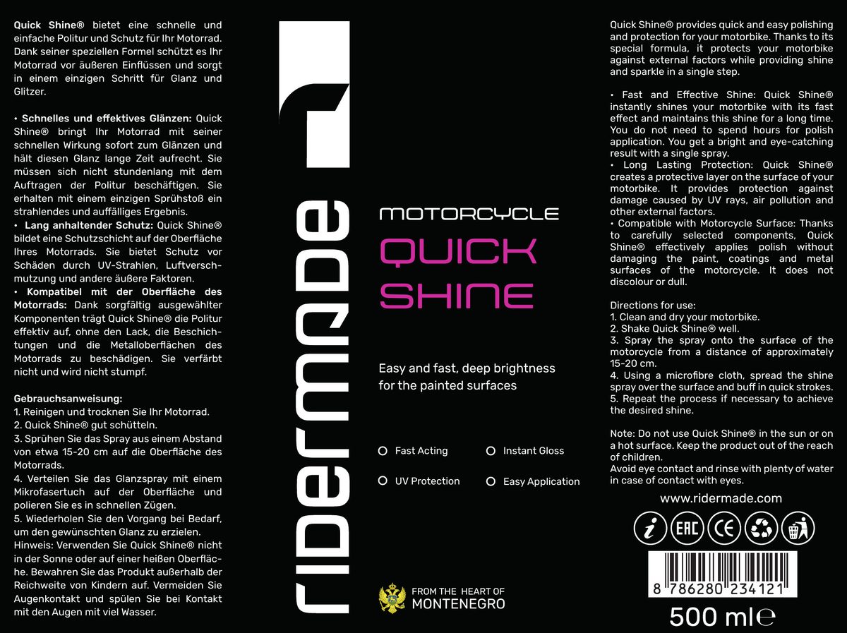 Label design by Batuhan Emir Alkan: Quick Shine label artwork