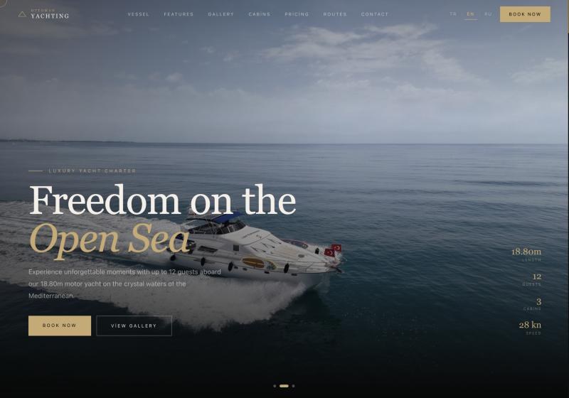 Website designed by Batuhan Emir Alkan: Ottoman Yachting luxury yacht charter home page