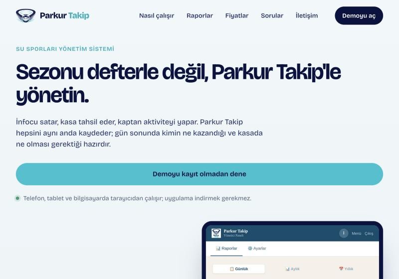 Parkur Takip, water sports management software built by Batuhan Emir Alkan, on phone and tablet