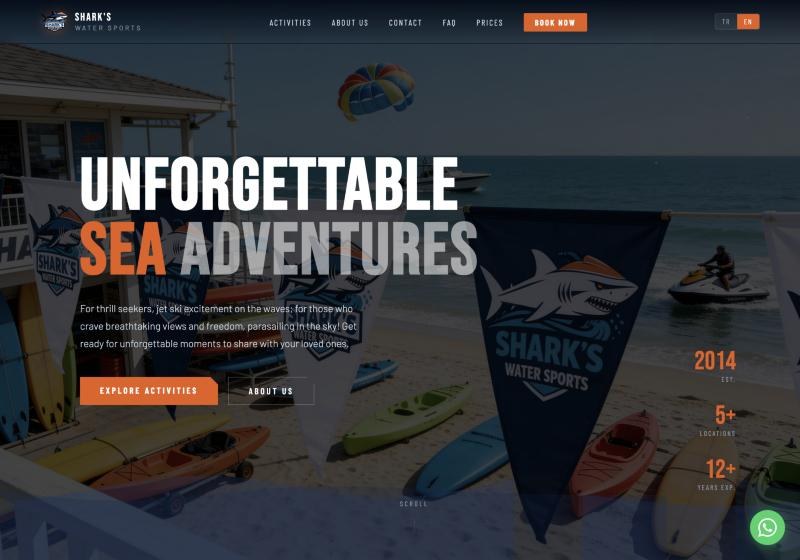 Website designed by Batuhan Emir Alkan: Shark’s Water Sports jet ski and parasailing home page